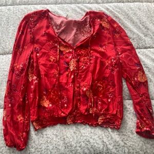 Red flowy shirt